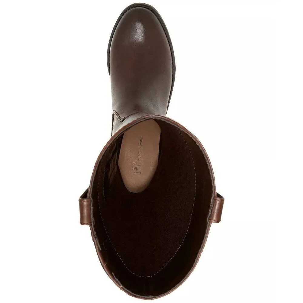 INC Fawne Boots 8M Chocolate Leather Knee‑High Riding Round Toe NIB msrp$189 - Picture 5 of 15